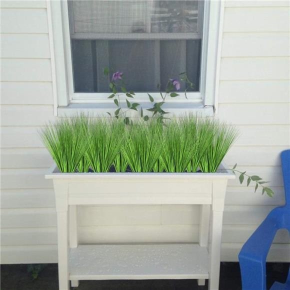 17" Artificial Onion Grass Bushes Plants Faux Shrubs Fake Wheat Grass  (4 Pcs) - Picture 5 of 5